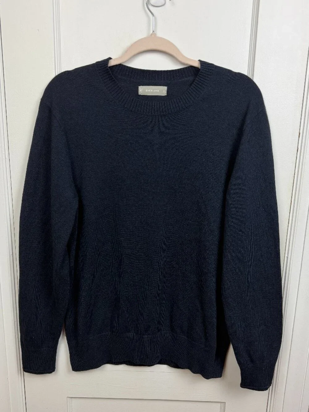 Everlane The No-Sweat Crew Neck Sweater Heathered Midnight Navy Size M